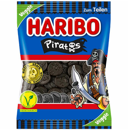 Veganska mjuka Piratos saltlakritsmynt - Haribo