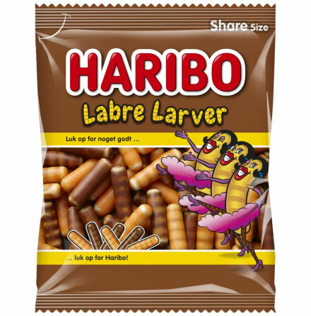 Labre larver - stlakritsdrager med karamell & kola - Haribo