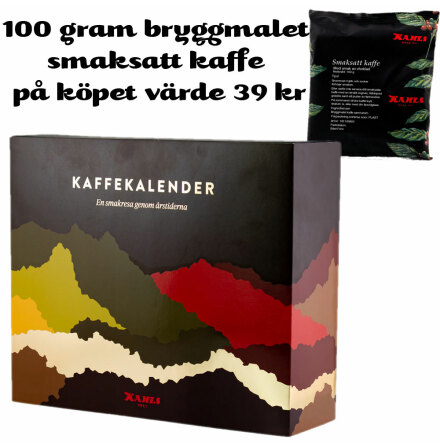 100 gram smaksatt kaffe vrde 39 kr  + Kaffeadventskalender / kaffekalender 2024 - smakresa genom rstider och hgtider  Kahls